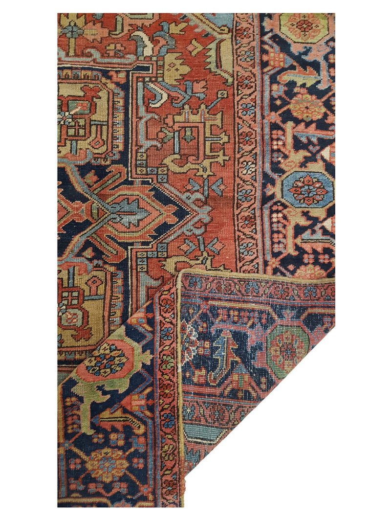 Fasa Antique Heriz 14714 Rust Indigo Traditional Antique Rug