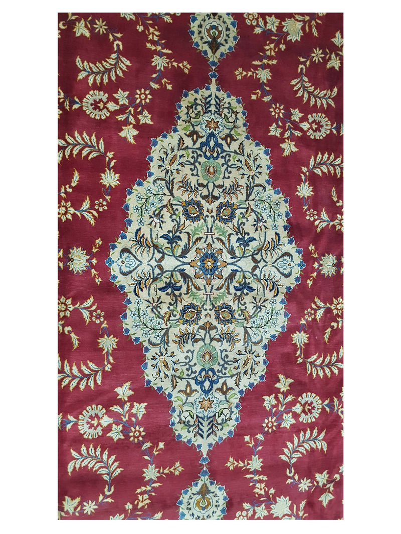 Fasa Antique Kashan 14718 Red Ivory Traditional Antique Rug