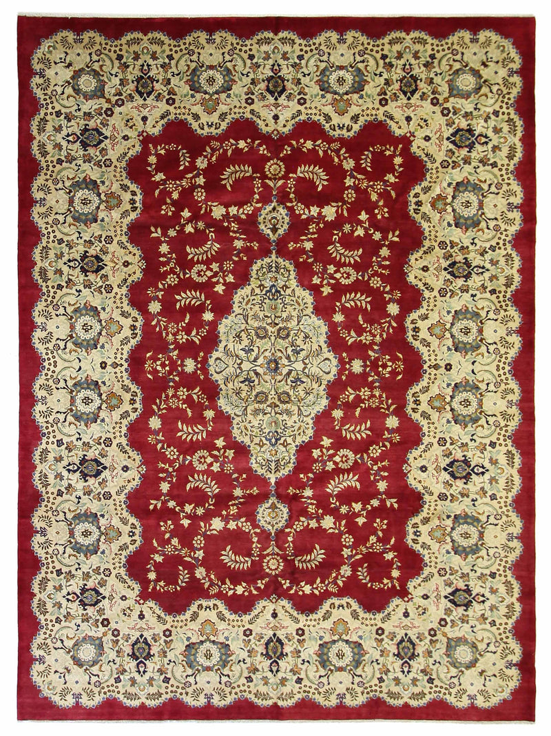 Fasa Antique Kashan Red Ivory Traditional