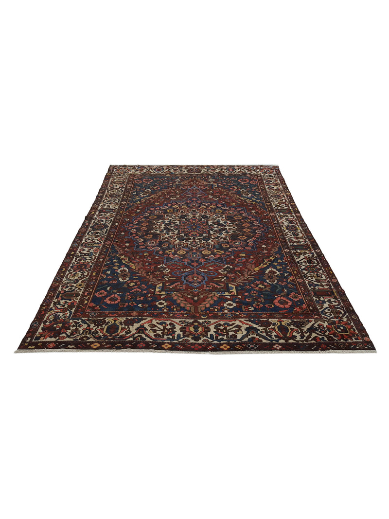 Pacific Bakhtiyari 14720 Burgundy Ivory Traditional Hand Knotted Rug