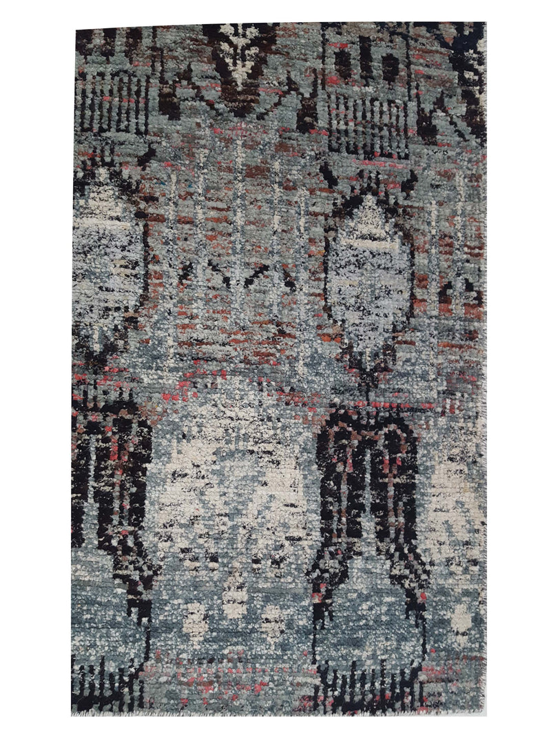 Pacific Sari Silk 15471 Silver Grey Transitional Hand Knotted Rug