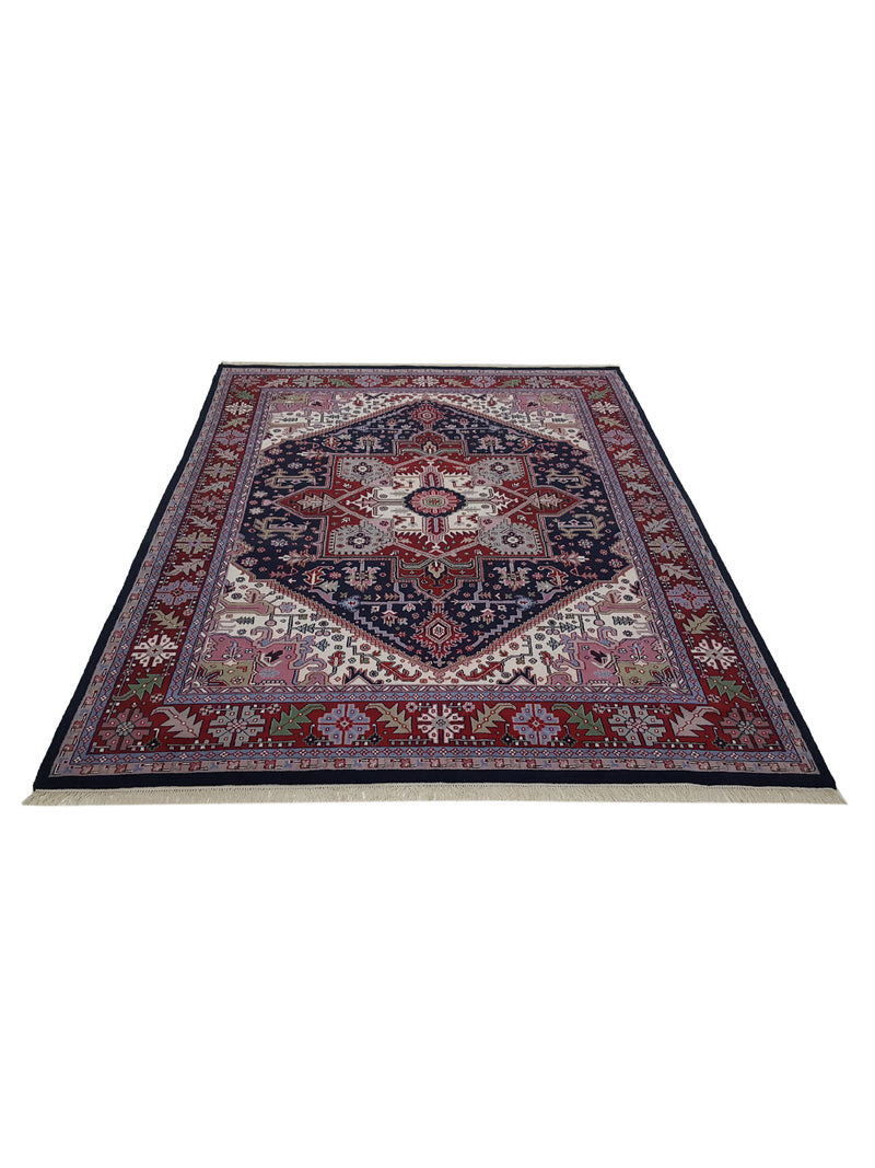 Pacific Heriz-In 16227 Blue Red Traditional Hand Knotted Rug
