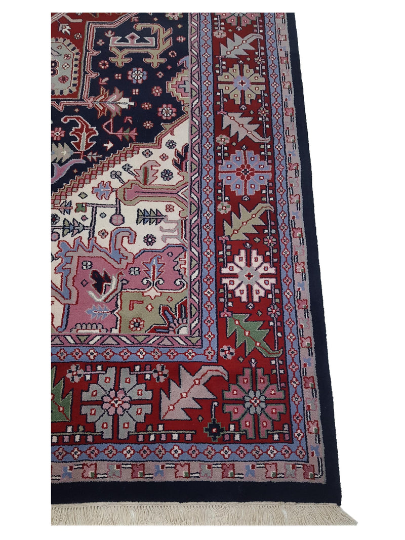 Pacific Heriz-In 16227 Blue Red Traditional Hand Knotted Rug