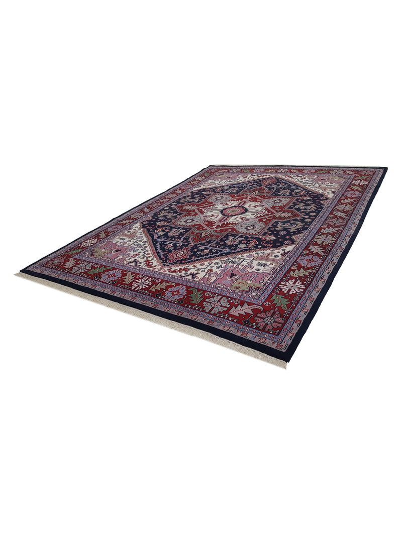 Pacific Heriz-In 16227 Blue Red Traditional Hand Knotted Rug
