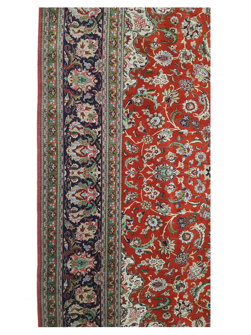 Pacific Qum Silk 16263 Red Indigo Traditional Hand Knotted Rug
