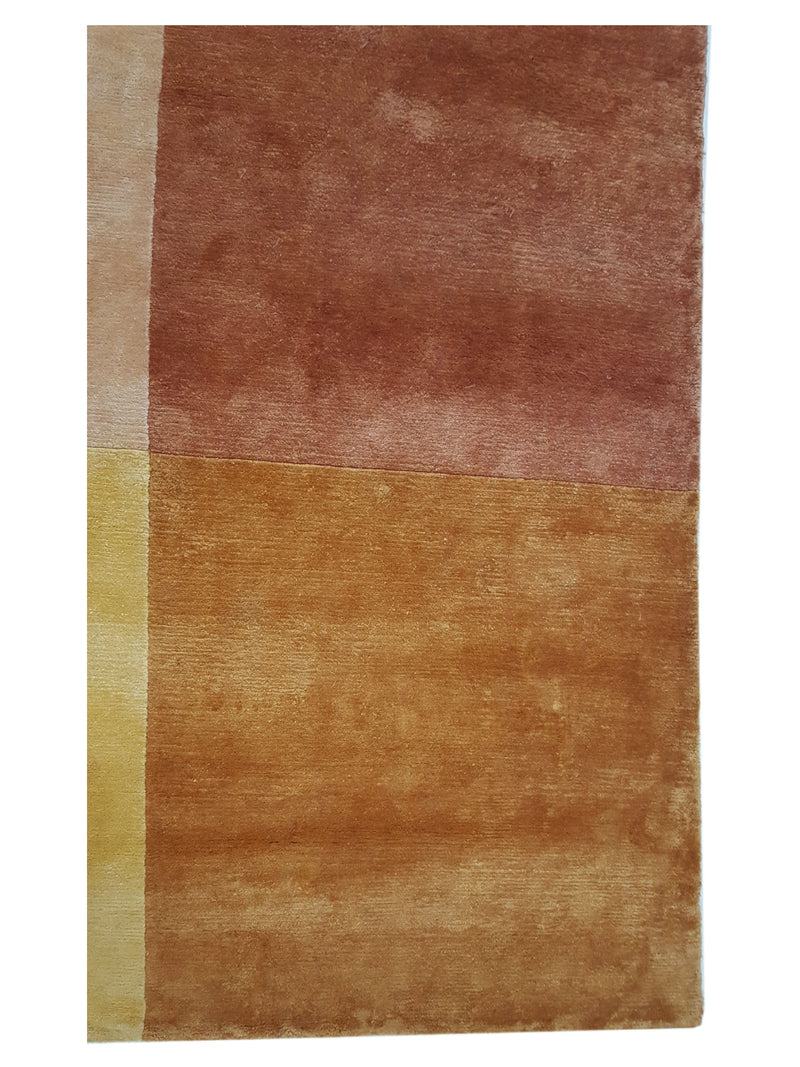 Pacific Plad 16688 Yellow Brown Modern Hand Knotted Rug