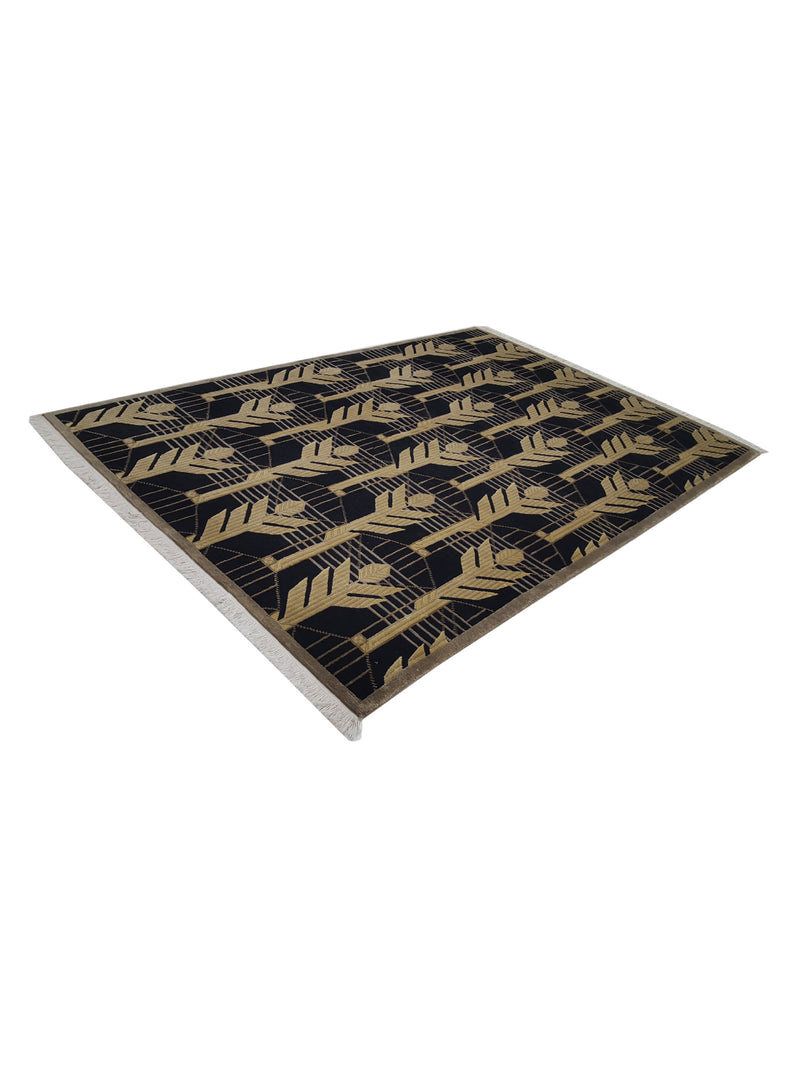 Pacific Nepal Baksh 16693 Black Black Modern Hand Knotted Rug