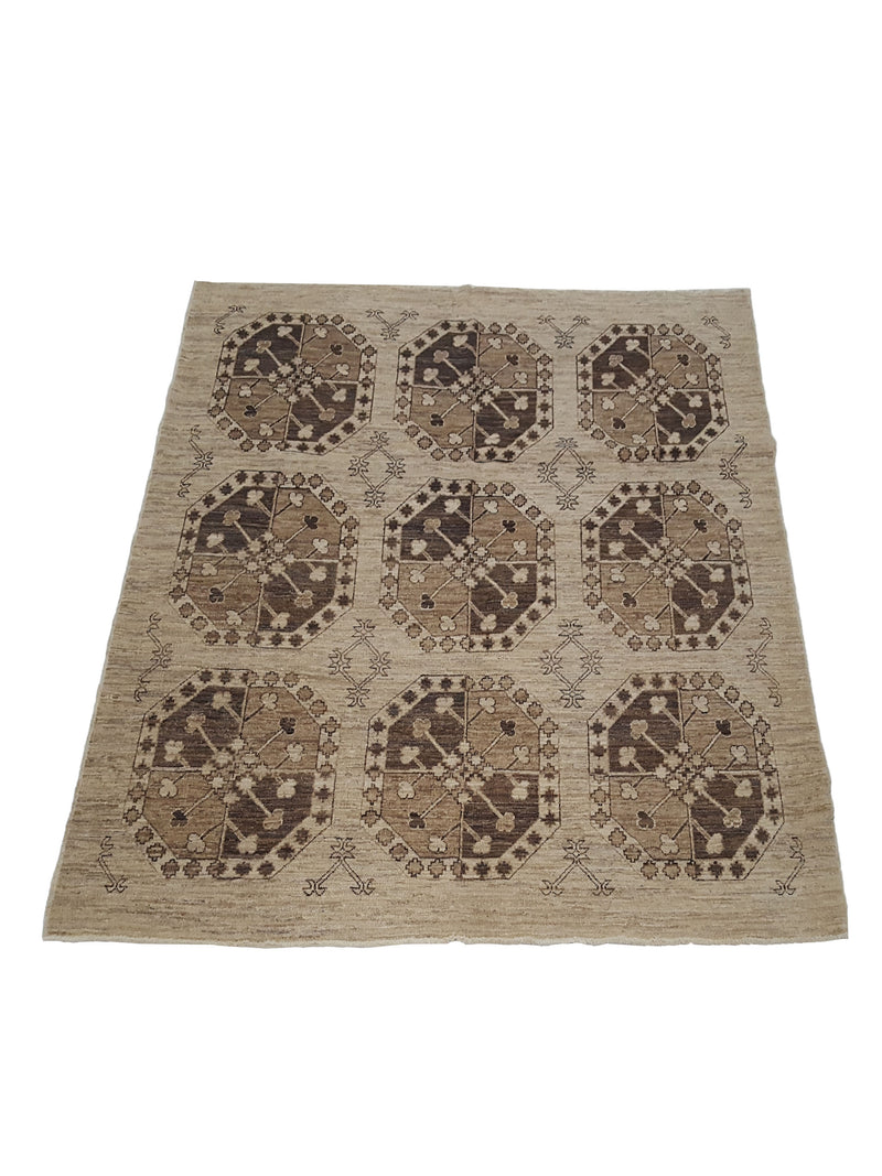 Pacific Tekke 17066 Ivory Brown Transitional Hand Knotted Rug