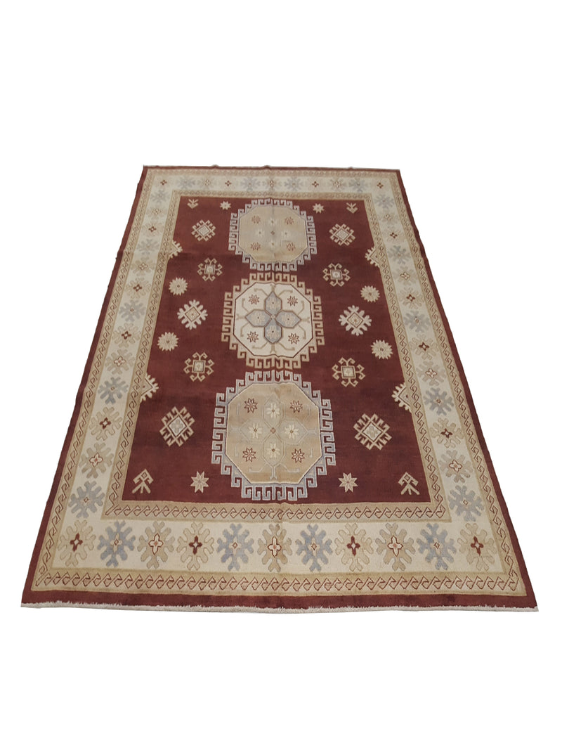 Pacific Kazak 17077 Brown Beige Traditional Hand Knotted Rug