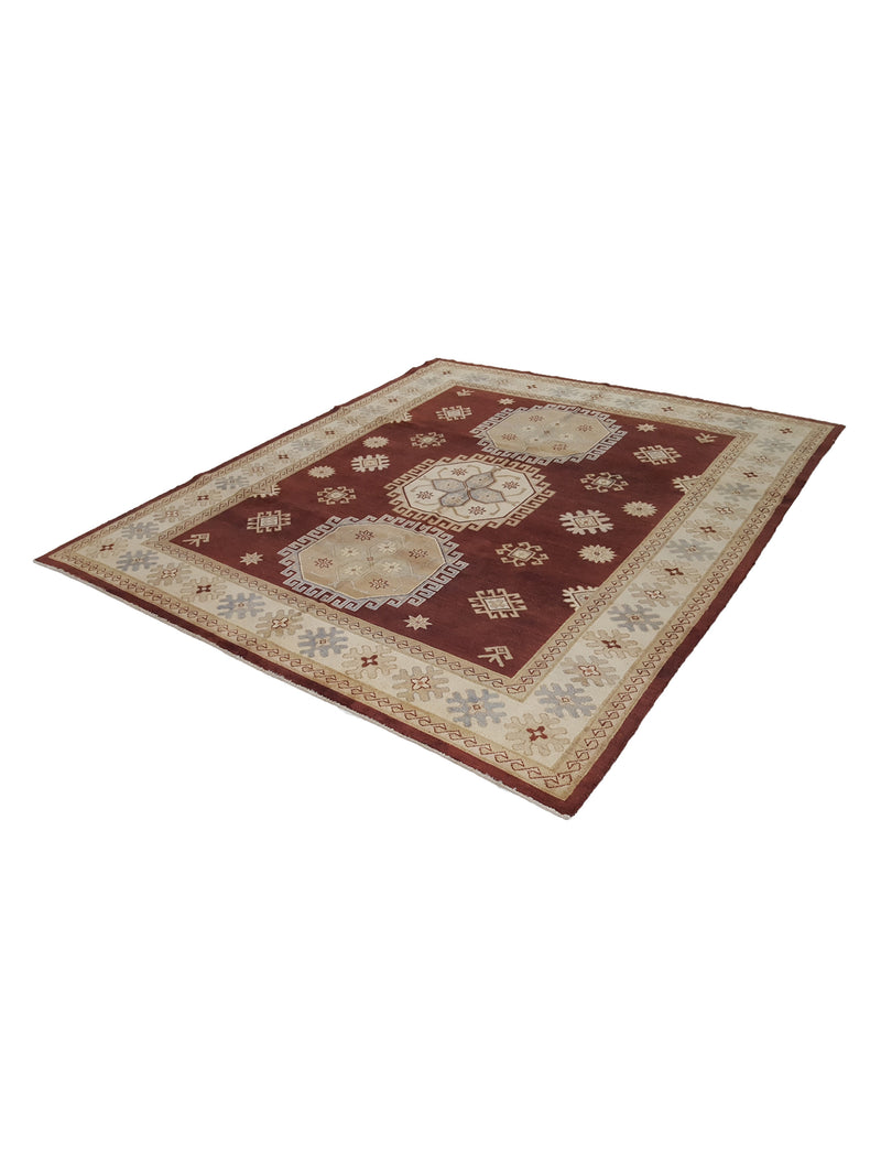 Pacific Kazak 17077 Brown Beige Traditional Hand Knotted Rug