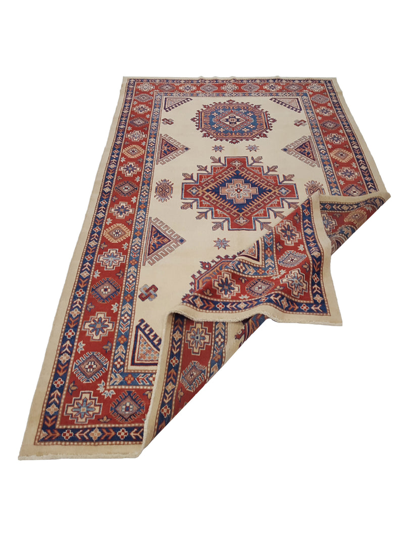 Pacific Kazak 17083 Ivory Red Traditional Hand Knotted Rug