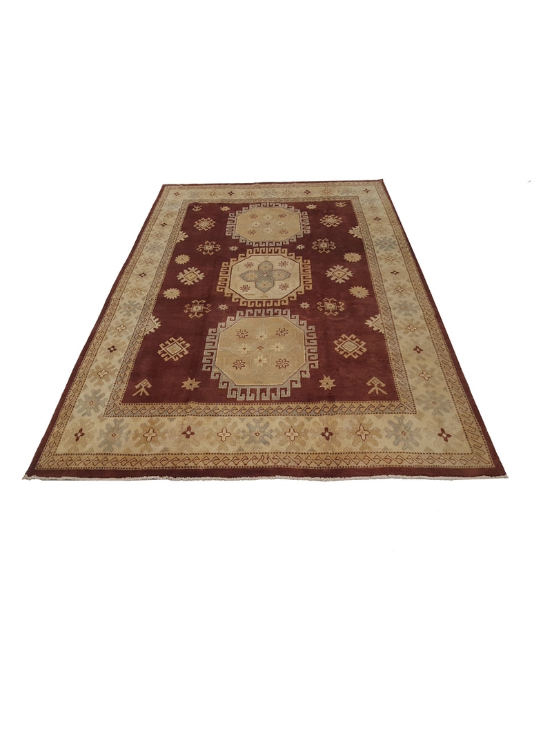 Pacific Kazak 17084 Brown Beige Traditional Hand Knotted Rug