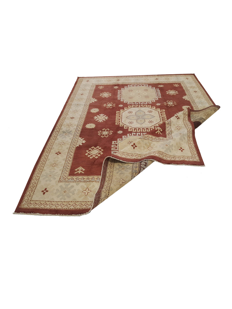 Pacific Kazak 17084 Brown Beige Traditional Hand Knotted Rug