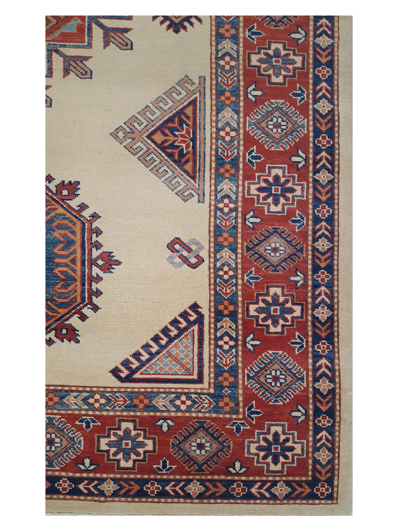Pacific Kazak 17086 Beige Red Traditional Hand Knotted Rug
