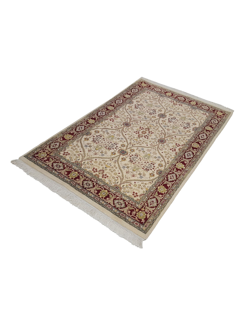 Pacific Tabriz-Pk 17106 Ivory Red Transitional Hand Knotted Rug