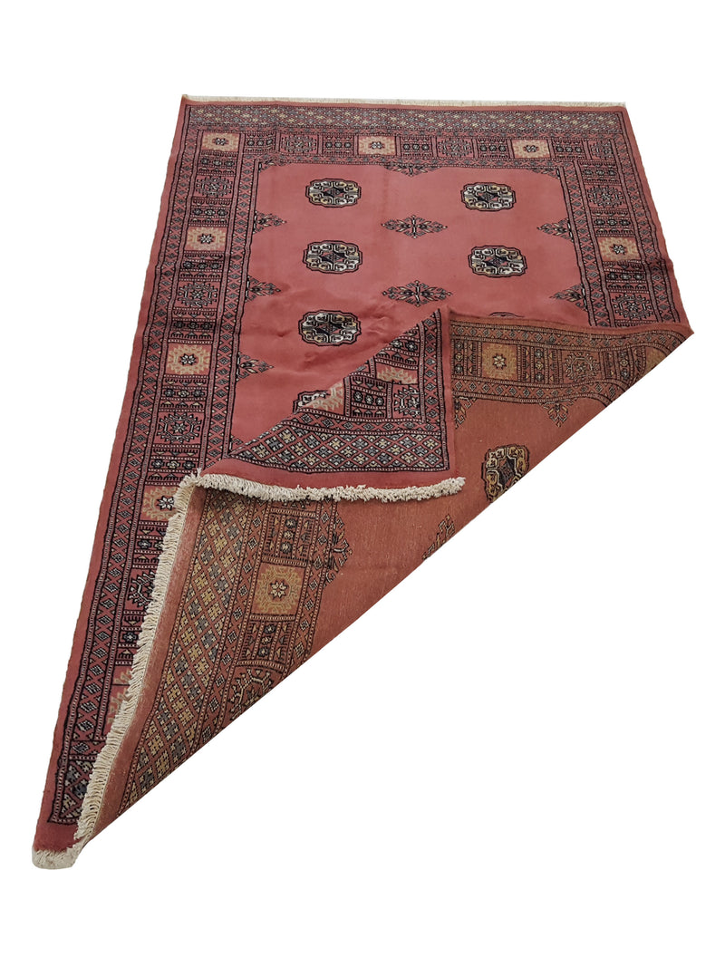 Pacific Bokhara 17107 Peach Pink Traditional Hand Knotted Rug