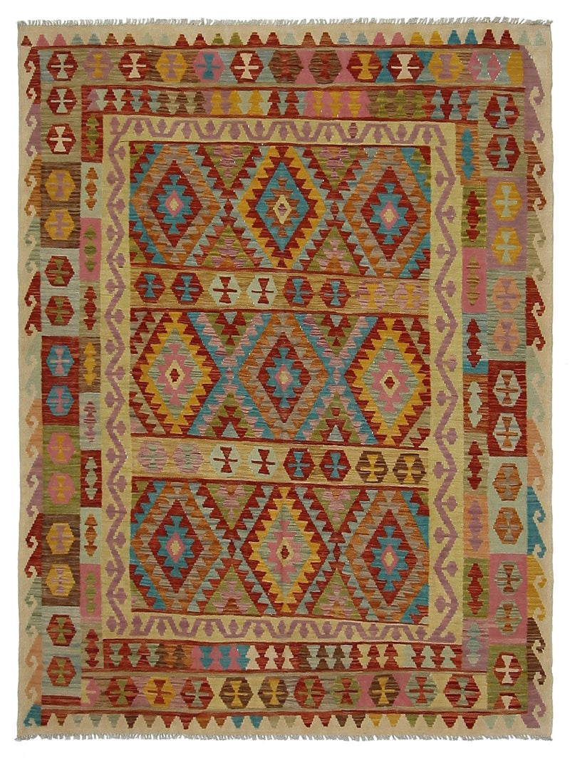 Aura Kilim Yellow Burgundy Kilim