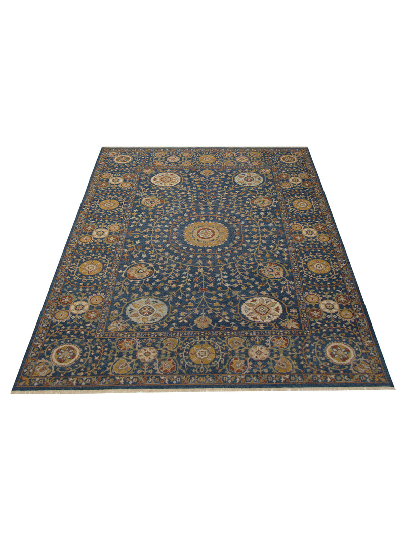 Pacific Schaumburg 17306 Navy Gold Traditional Hand Knotted Rug
