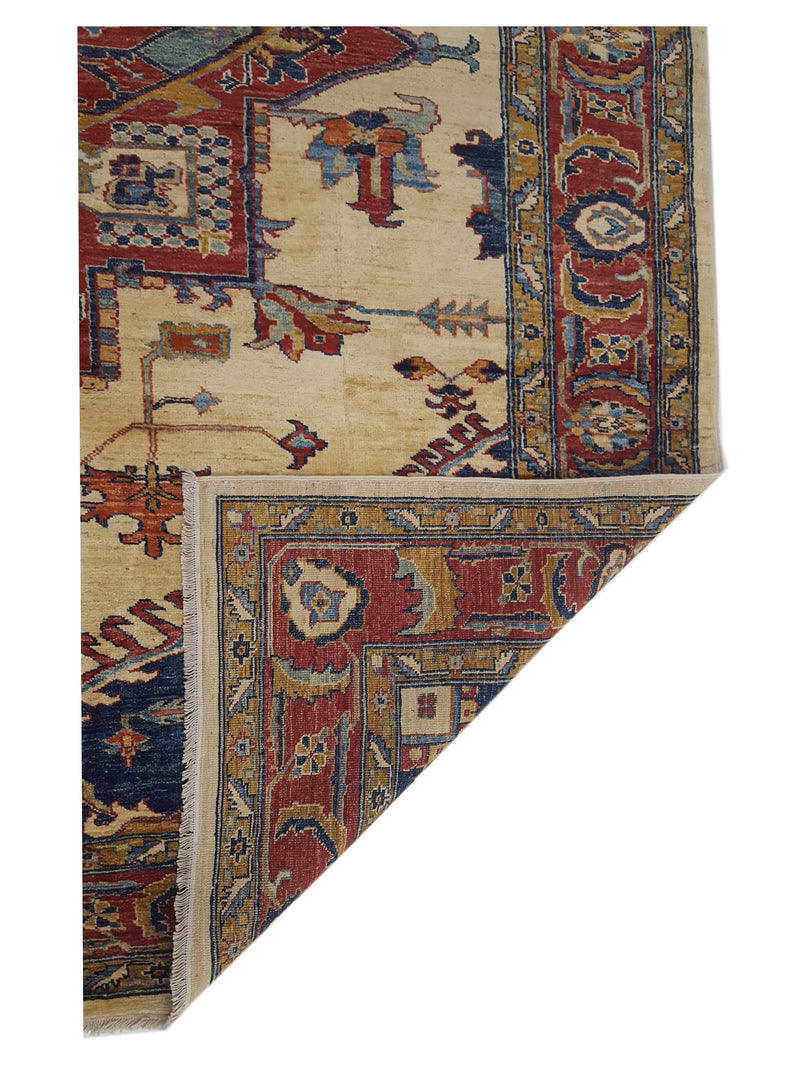 Pacific Kazak 17319 Ivory Rust Traditional Hand Knotted Rug