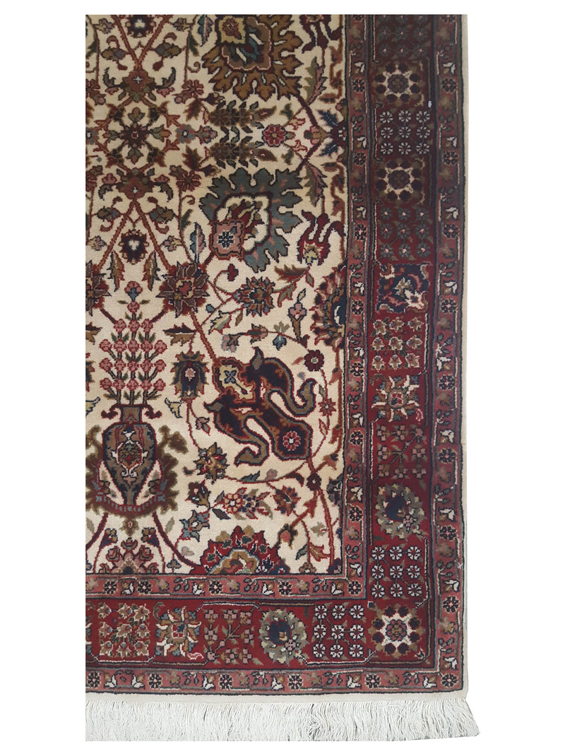 Pacific Tabriz 17347 Ivory Burgundy Traditional Hand Knotted Rug