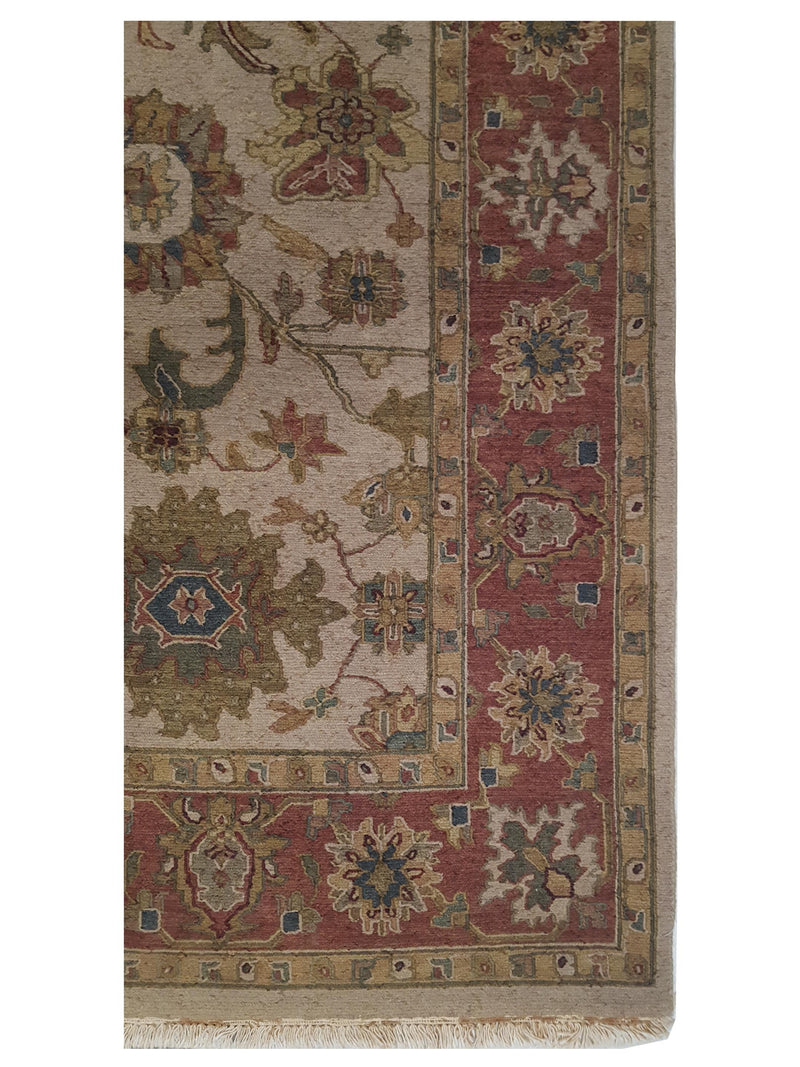 Pacific Summak 17362 Beige Burgundy Traditional Hand Knotted Rug