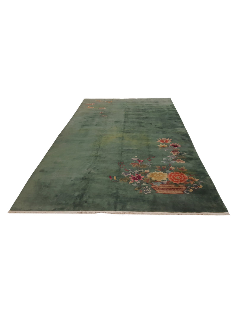 Pacific Art Deco 23048 Green Green Modern Hand Knotted Rug