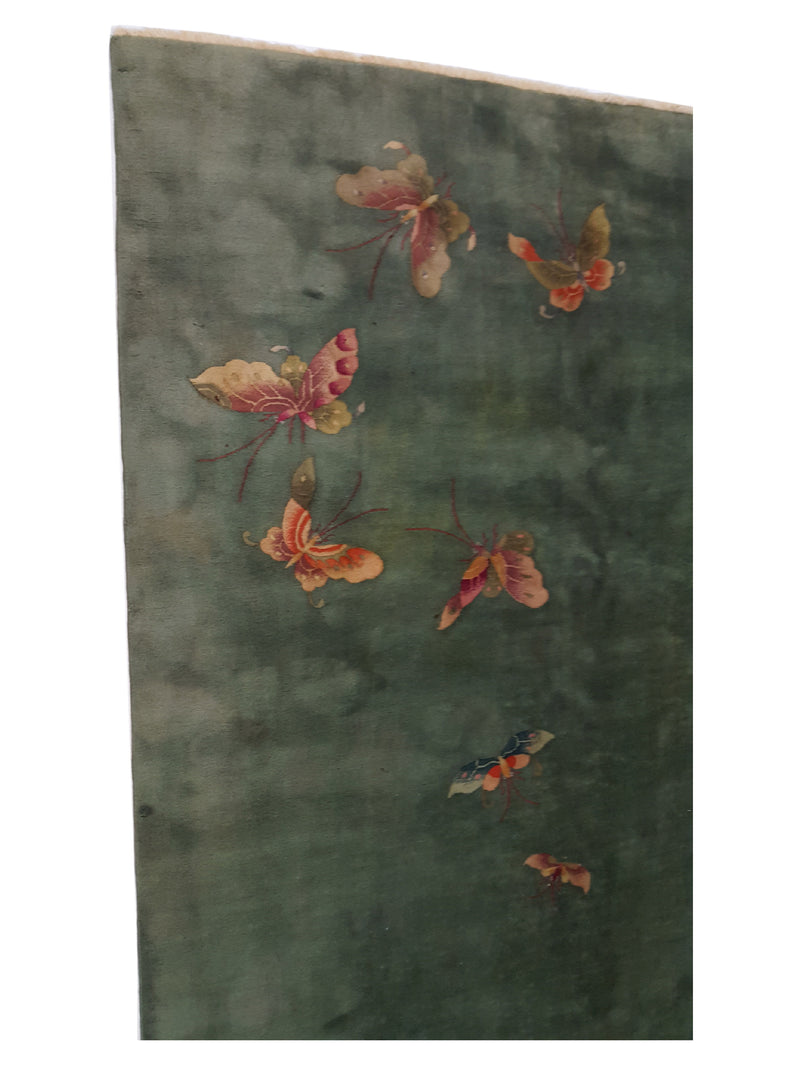 Pacific Art Deco 23048 Green Green Modern Hand Knotted Rug
