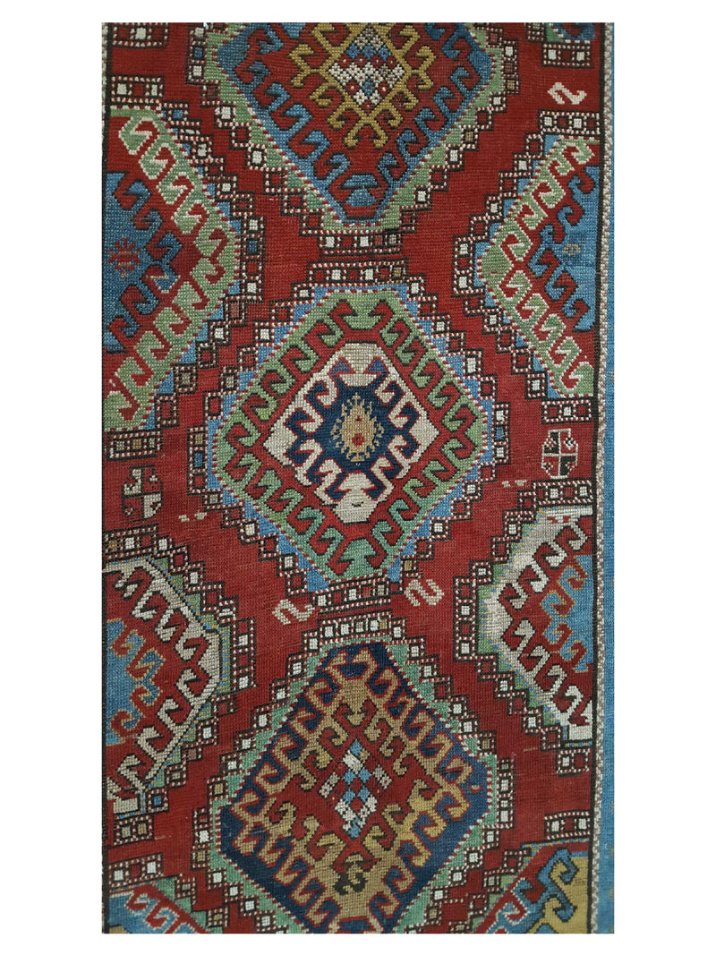 Fasa Antique Kazak 26600 Rust Ivory Traditional Antique Rug