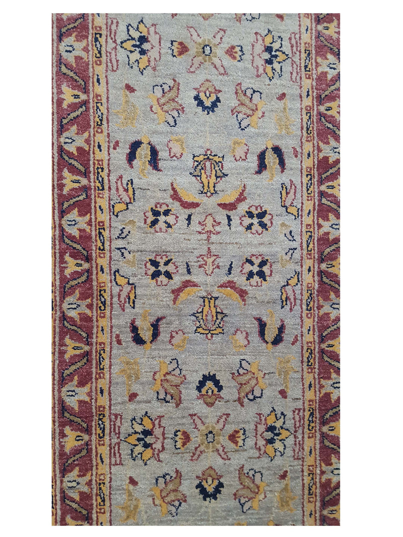 Pacific Ziegler 27551 Bone Red Transitional Hand Knotted Rug