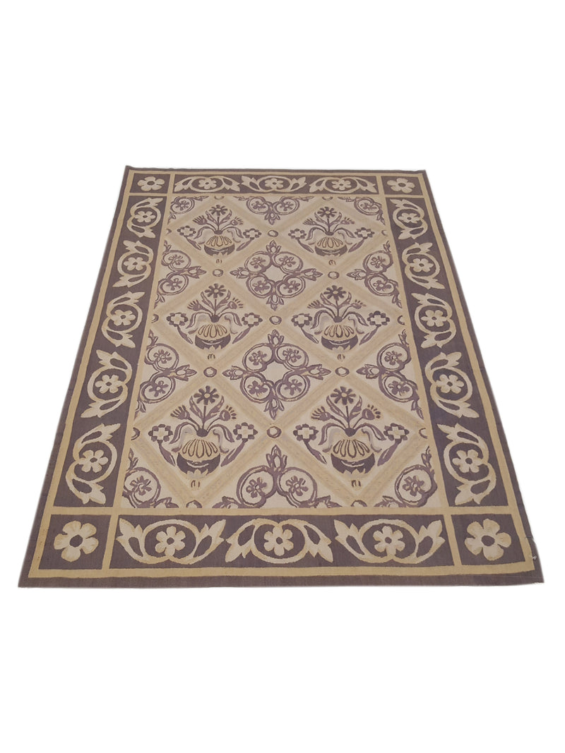Pacific Aubusson 27584 Beige Grey Tapestry Hand Knotted Rug
