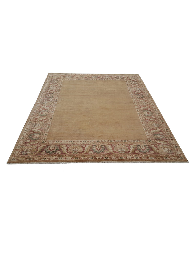 Pacific Ziegler 28108 Gold Burgundy Transitional Hand Knotted Rug