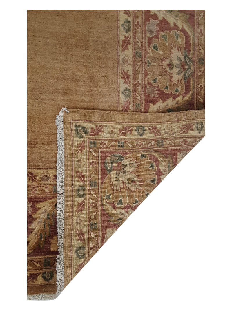 Pacific Ziegler 28108 Gold Burgundy Transitional Hand Knotted Rug