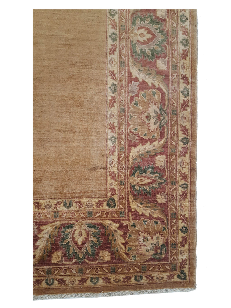 Pacific Ziegler 28108 Gold Burgundy Transitional Hand Knotted Rug