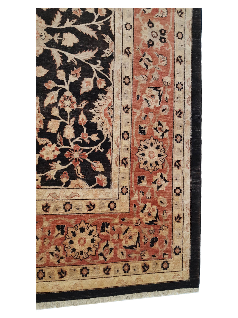 Pacific Ziegler 28803 Black Red Transitional Hand Knotted Rug