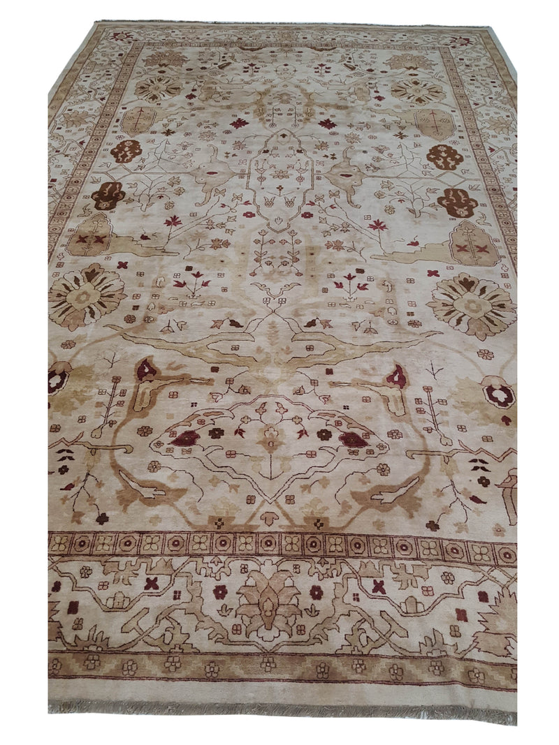 Pacific Agra 28842 Ivory Tan Traditional Hand Knotted Rug