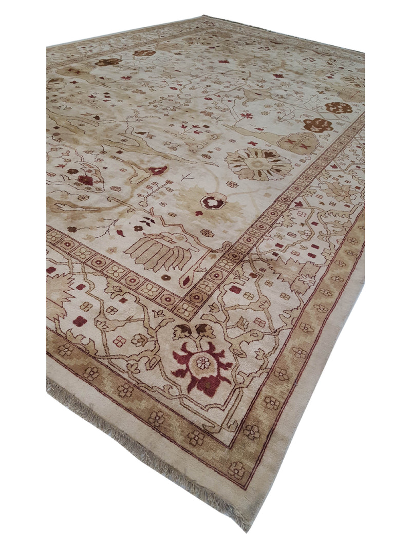 Pacific Agra 28842 Ivory Tan Traditional Hand Knotted Rug