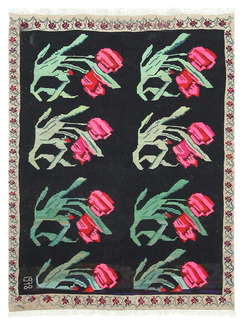 Pacific Besebrian Black Multi Kilim