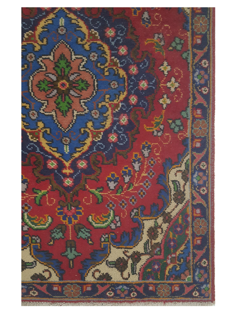 Pacific Hamadan 28985 Red Navy Traditional Hand Knotted Rug