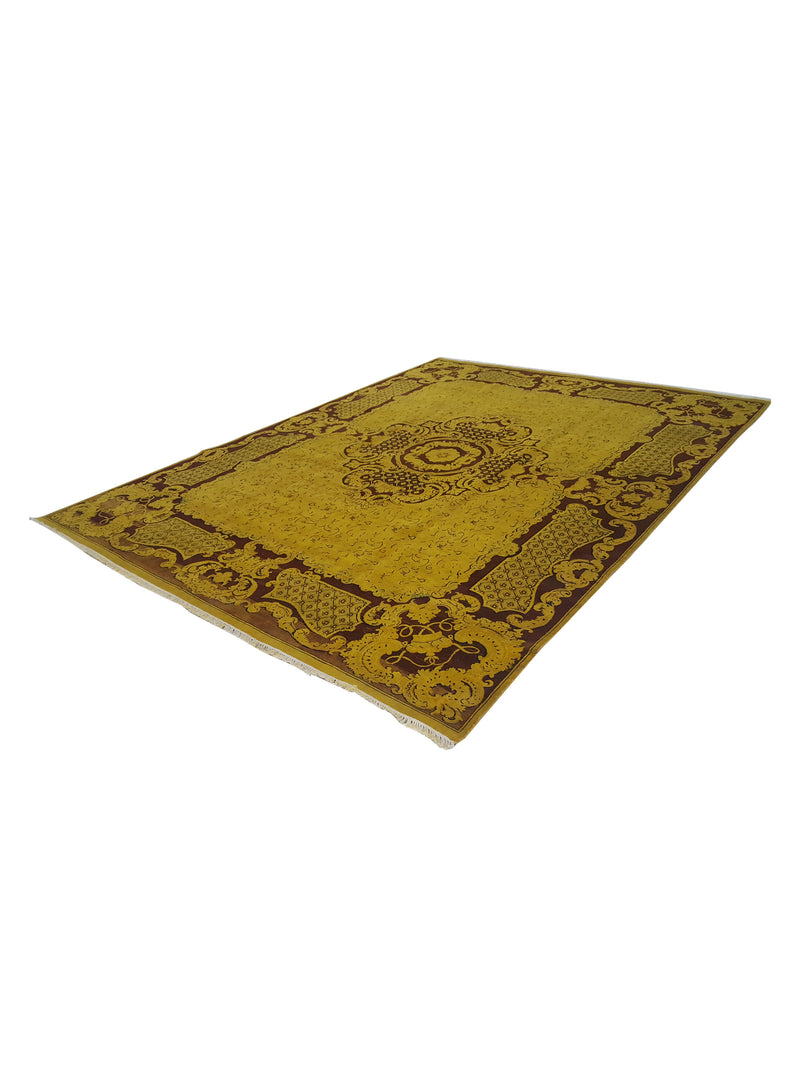Pacific Classic 29378 Mustard Burgundy Transitional Hand Knotted Rug