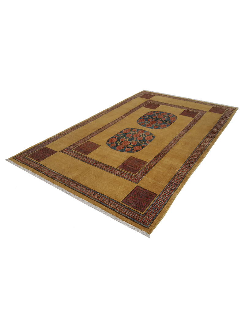 Pacific Khotan 29680 Gold Multi Transitional Hand Knotted Rug