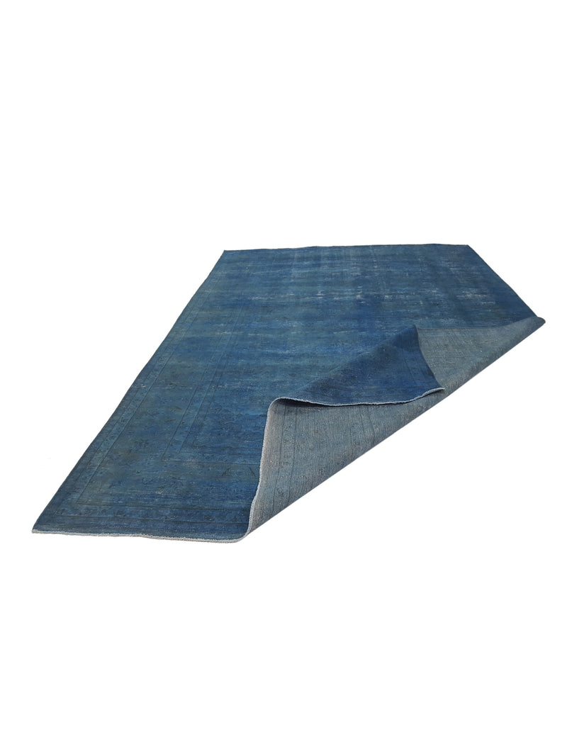 Pacific Vintage Overdyed 29889 Blue Blue Vintage Hand Knotted Rug