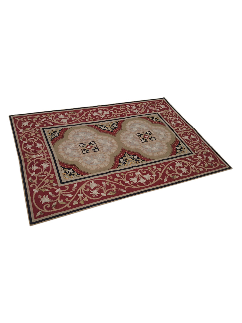 Pacific Needle Point 29922 Green Red Tapestry Needle Point Rug