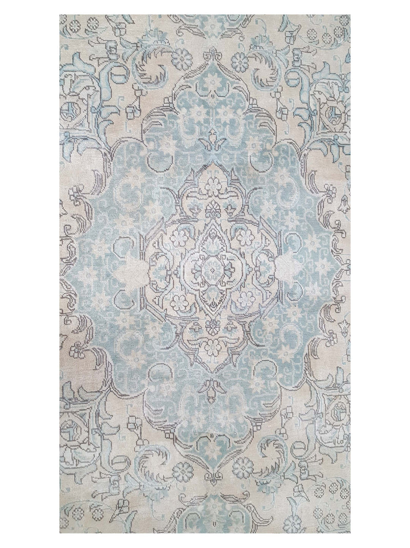 Pacific Vintage 30423 Ivory Teal Vintage Hand Knotted Rug