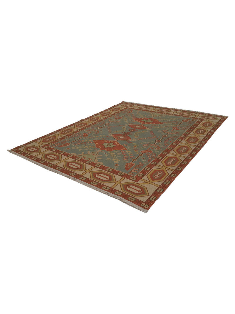 Pacific Summak-Ch 32216 Aqua Ivory Traditional Hand Knotted Rug