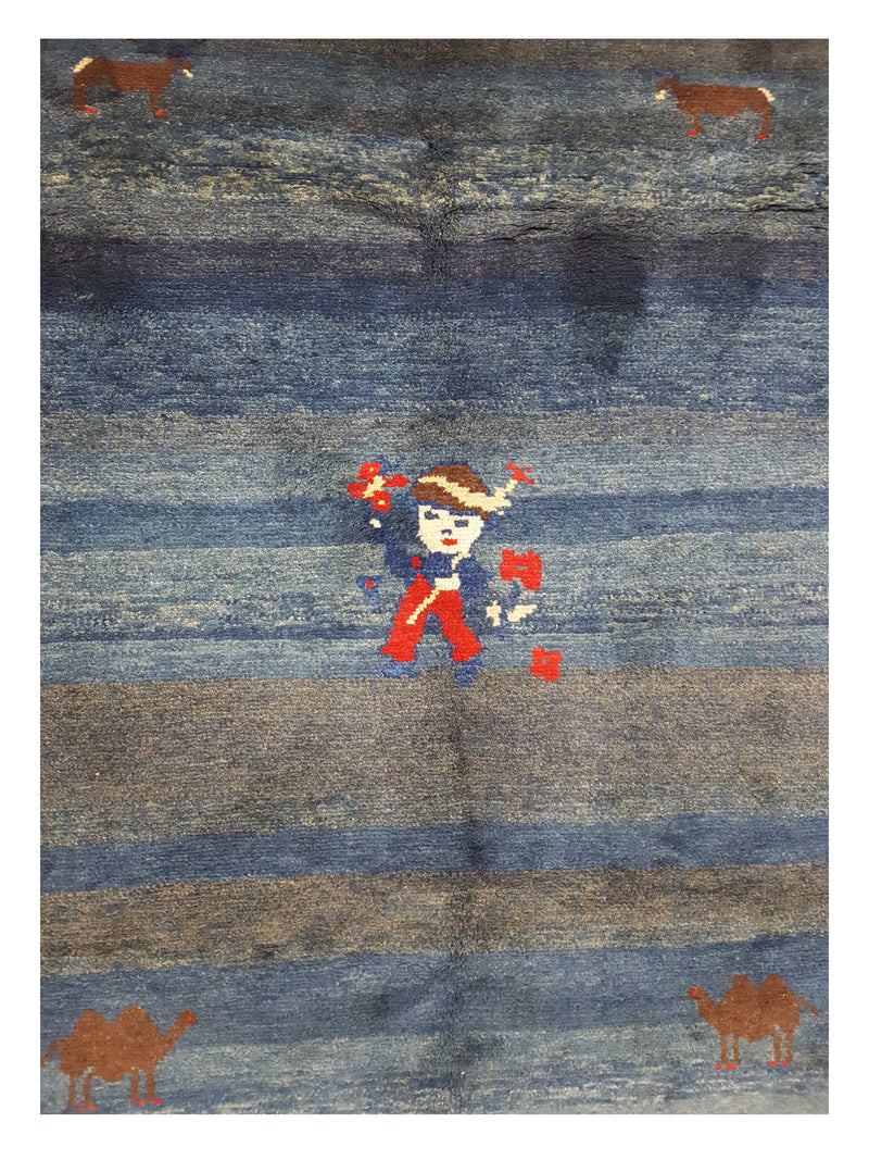 Pacific Gabbeh 32271 Blue Red Transitional Hand Knotted Rug