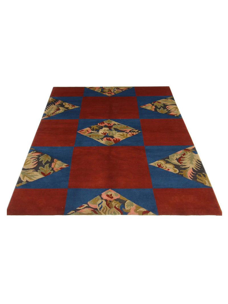 Pacific Gouri Ganga 33508 Red Blue Transitional Hand Knotted Rug