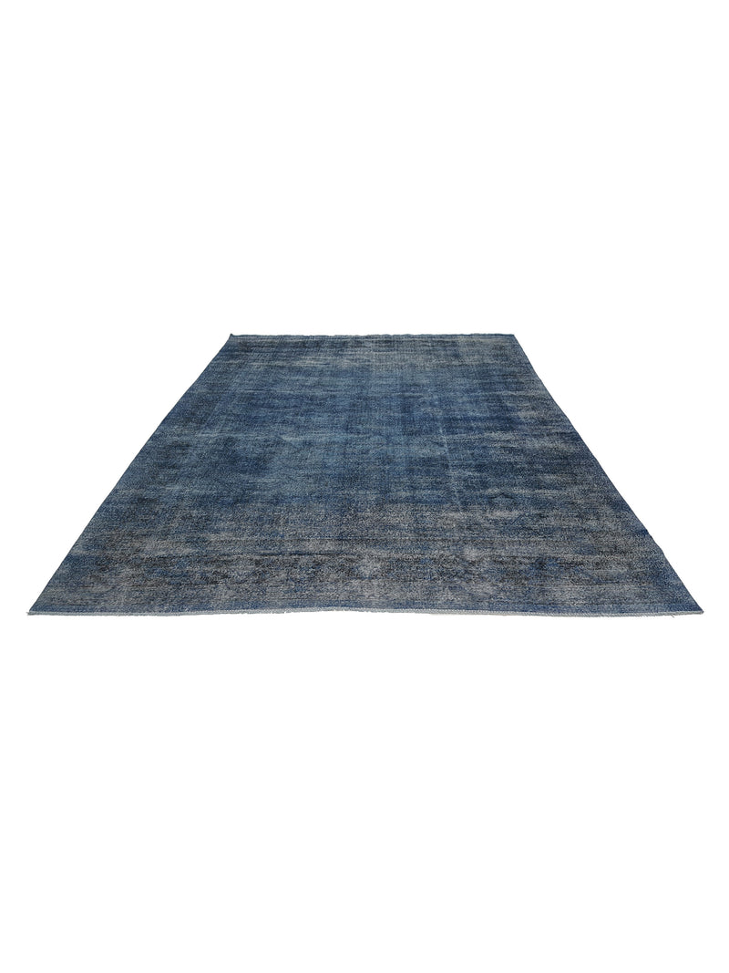 Pacific Vintage Overdyed 33917 Blue Blue Vintage Hand Knotted Rug
