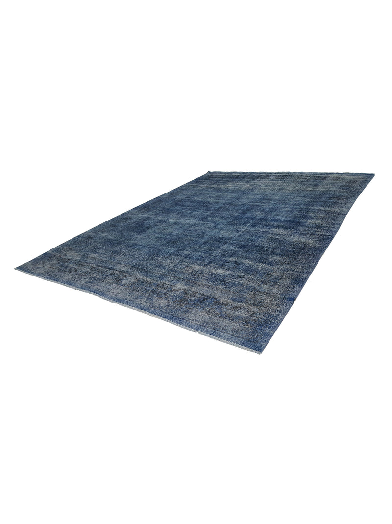 Pacific Vintage Overdyed 33917 Blue Blue Vintage Hand Knotted Rug