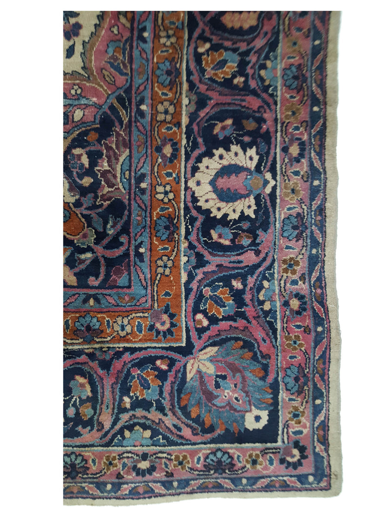Fasa Antique Dorokhsh 33932 Ivory Indigo Traditional Antique Rug