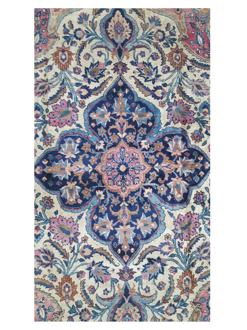 Fasa Antique Dorokhsh 33932 Ivory Indigo Traditional Antique Rug